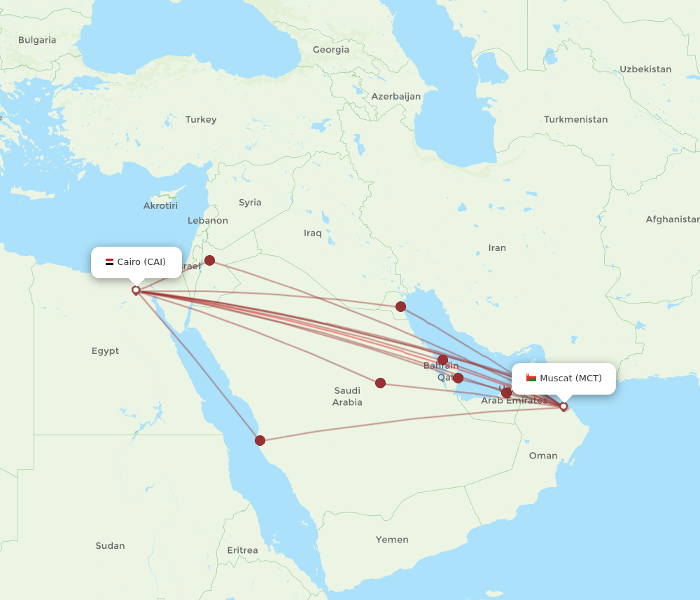 CAI to MCT flights and routes map