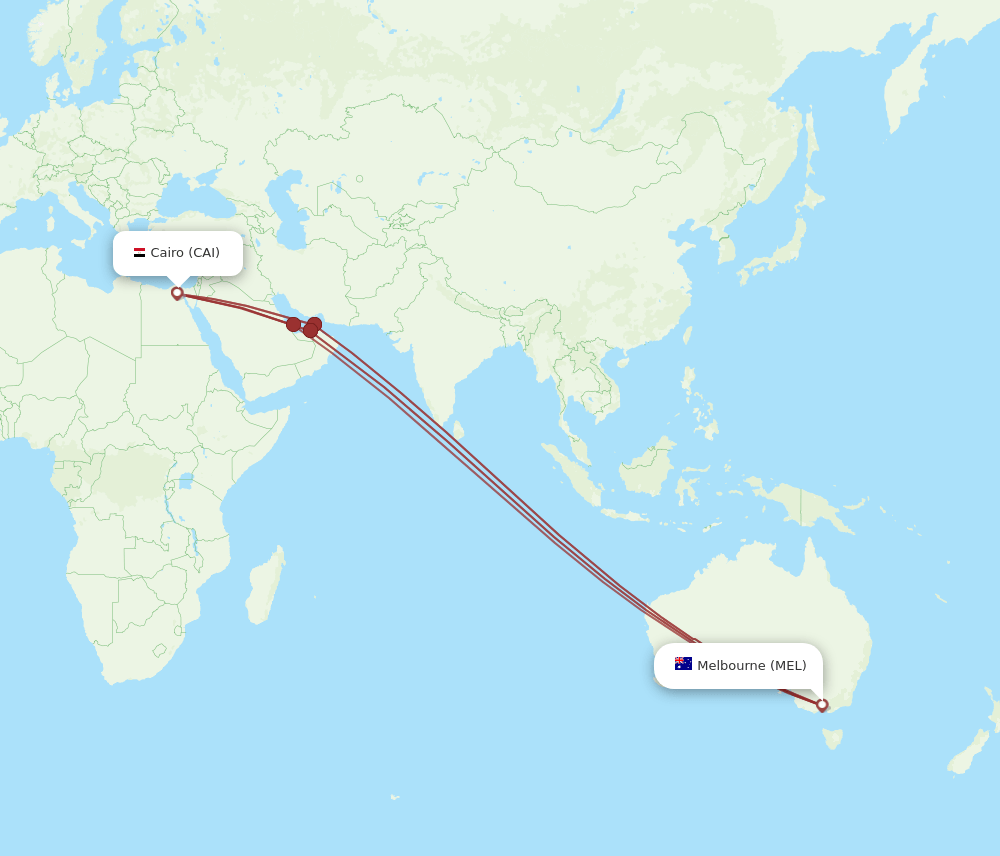 CAI-MEL flight routes