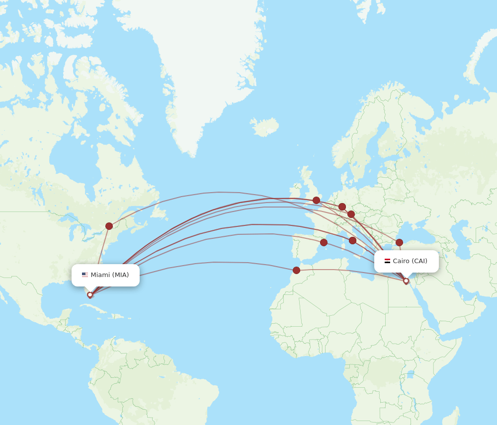CAI-MIA flight routes