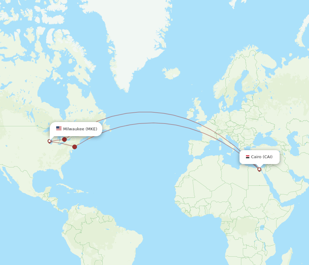 CAI-MKE flight routes