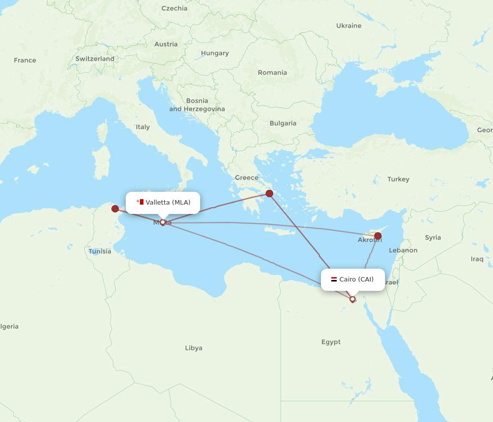 CAI-MLA flight routes