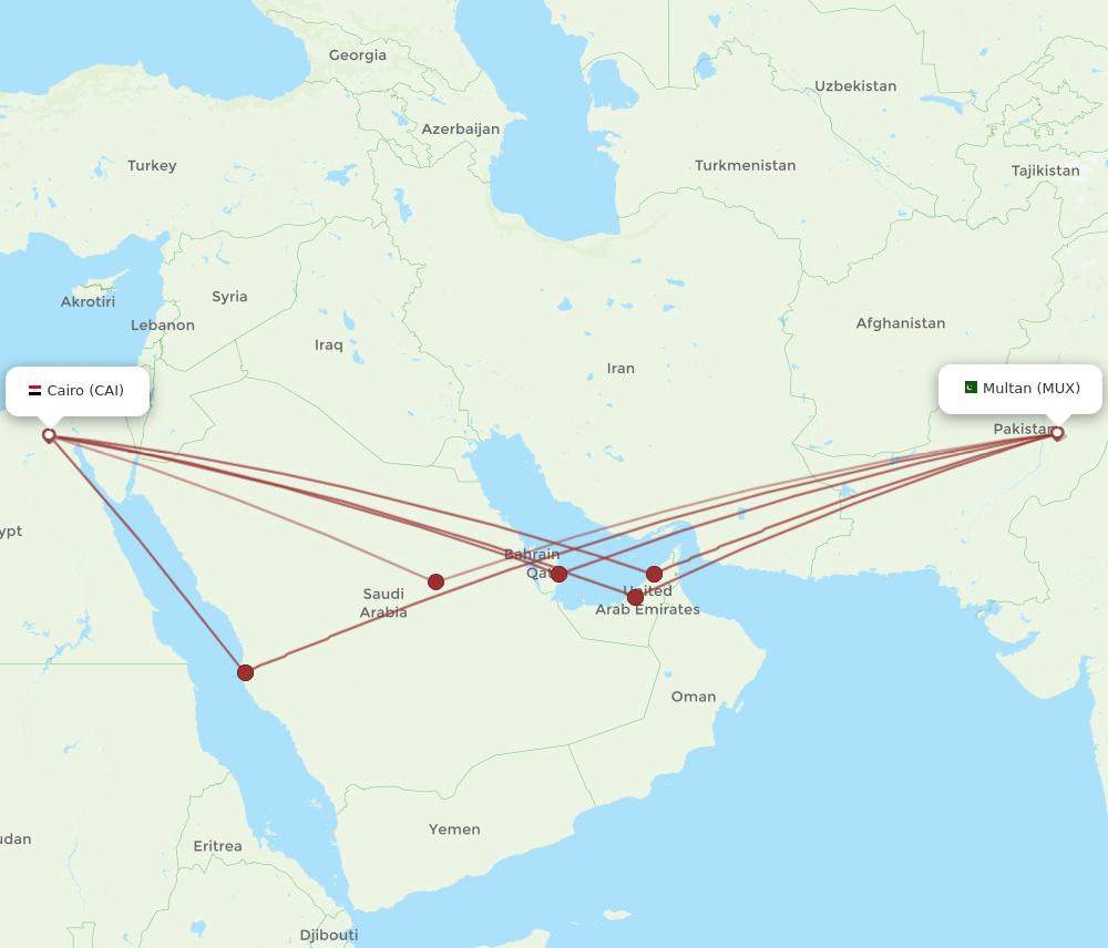 CAI-MUX flight routes