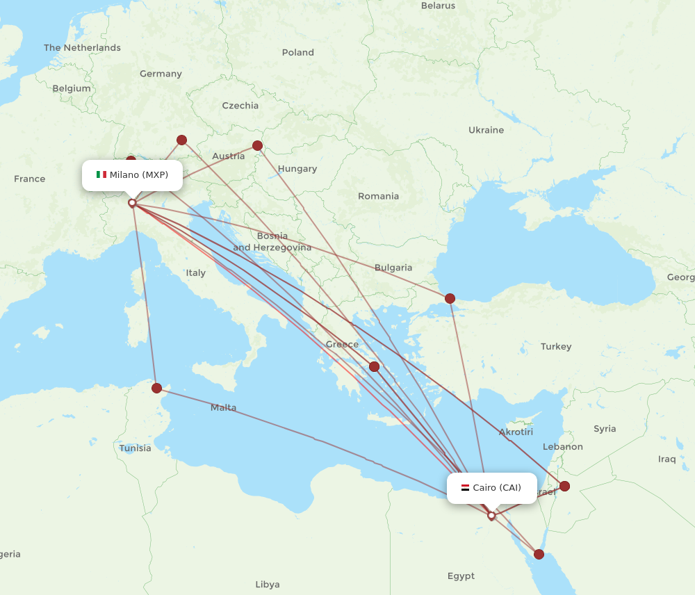 CAI to MXP flights and routes map