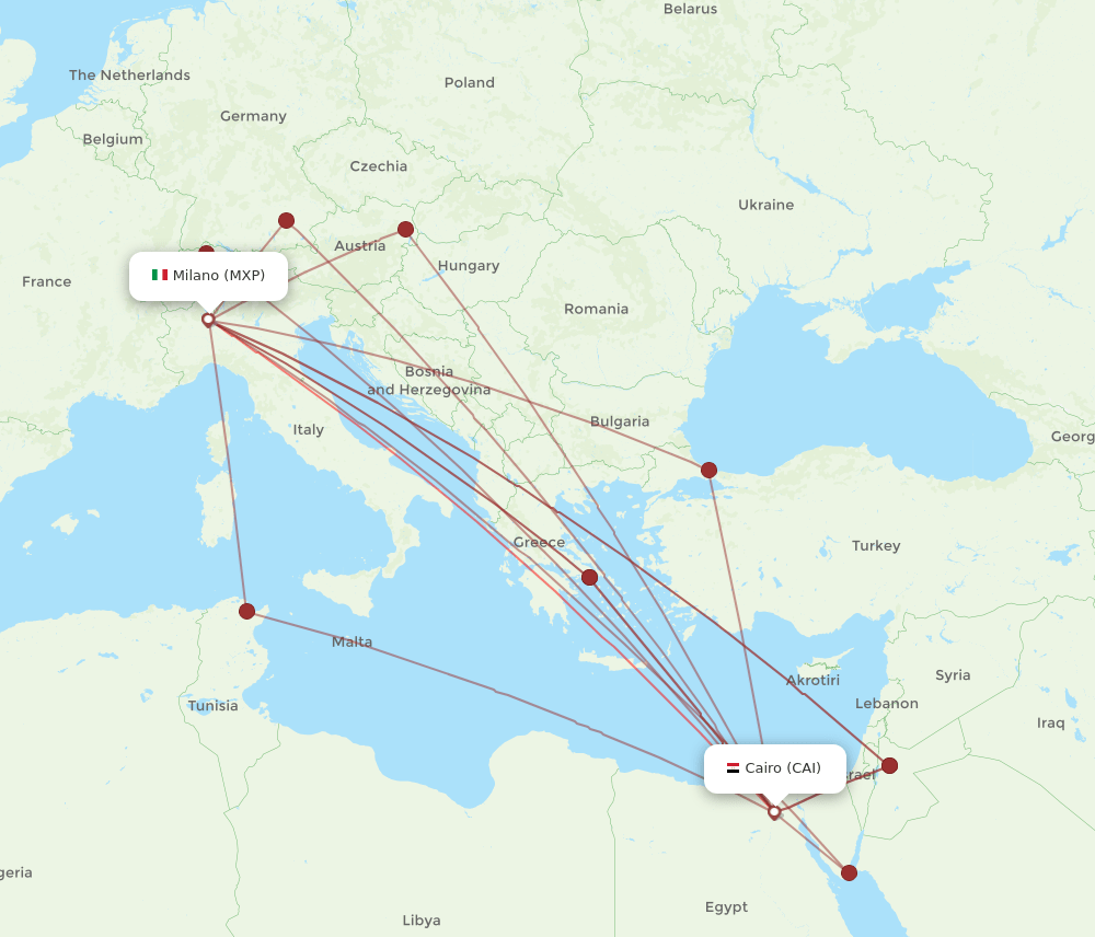 CAI-MXP flight routes