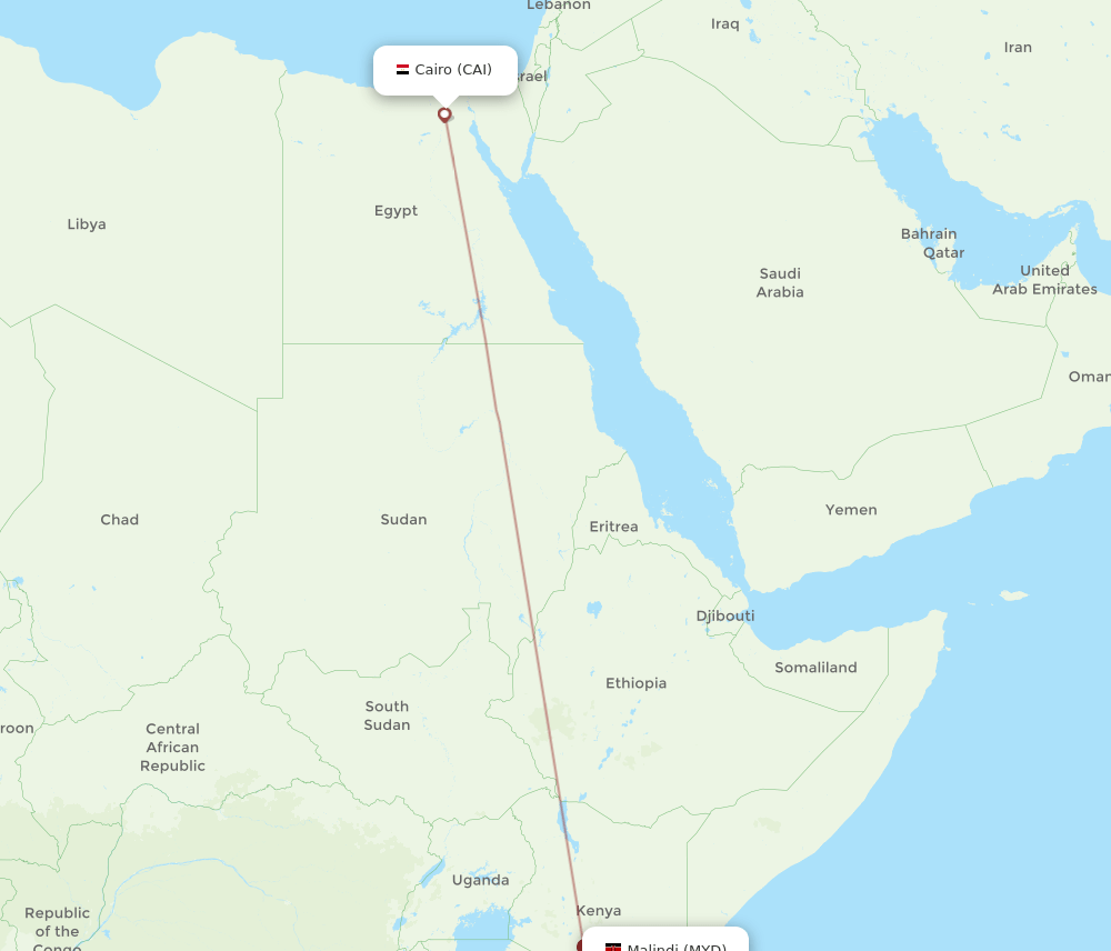 CAI-MYD flight routes