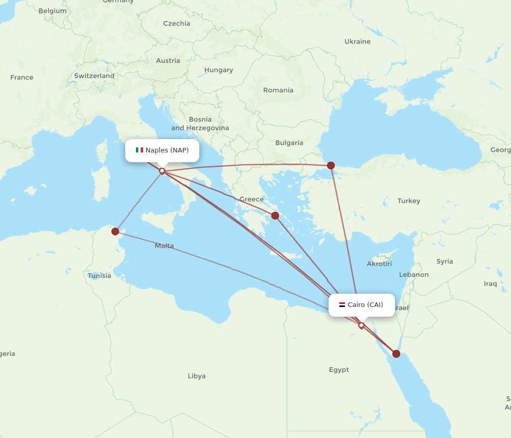 CAI to NAP flights and routes map