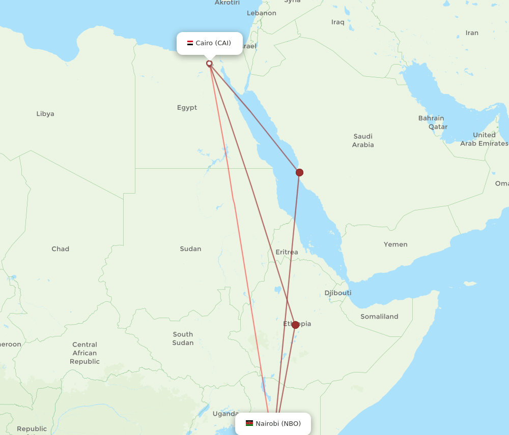 CAI to NBO flights and routes map