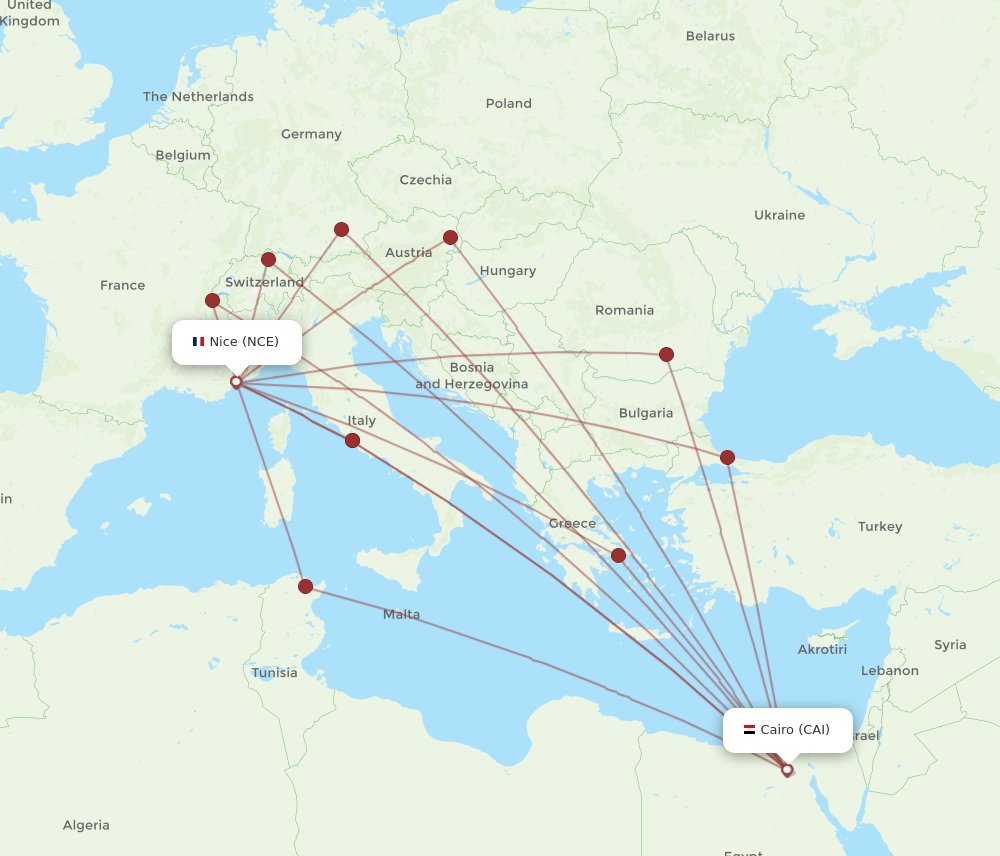 CAI-NCE flight routes