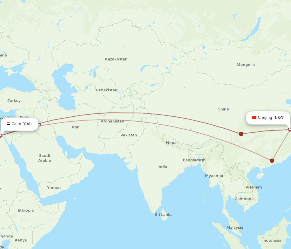 CAI-NKG flight routes