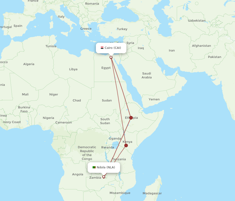 CAI-NLA flight routes