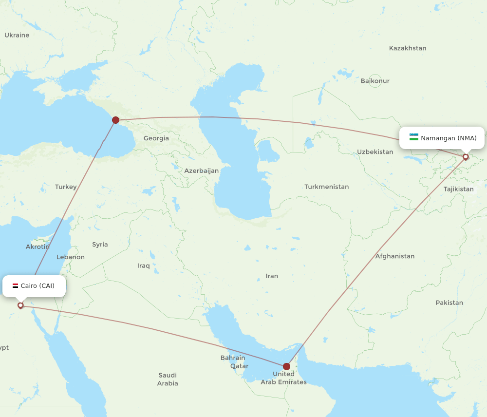 CAI-NMA flight routes