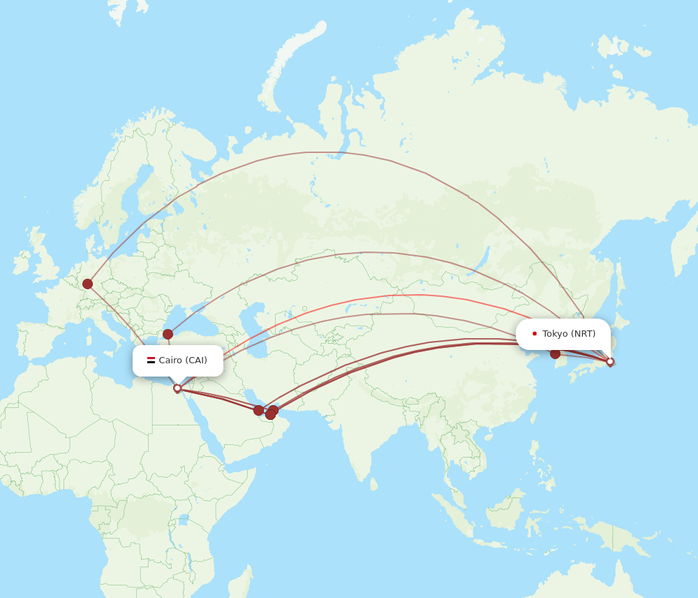 CAI-NRT flight routes