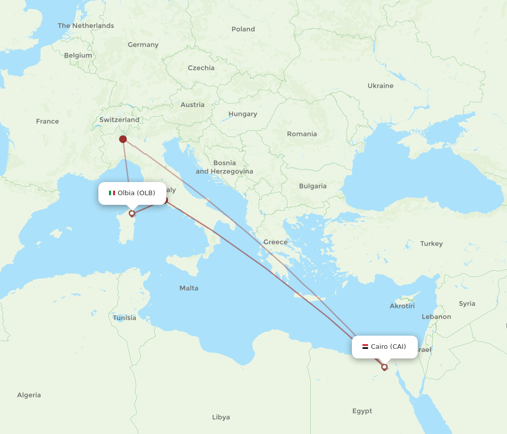 CAI-OLB flight routes