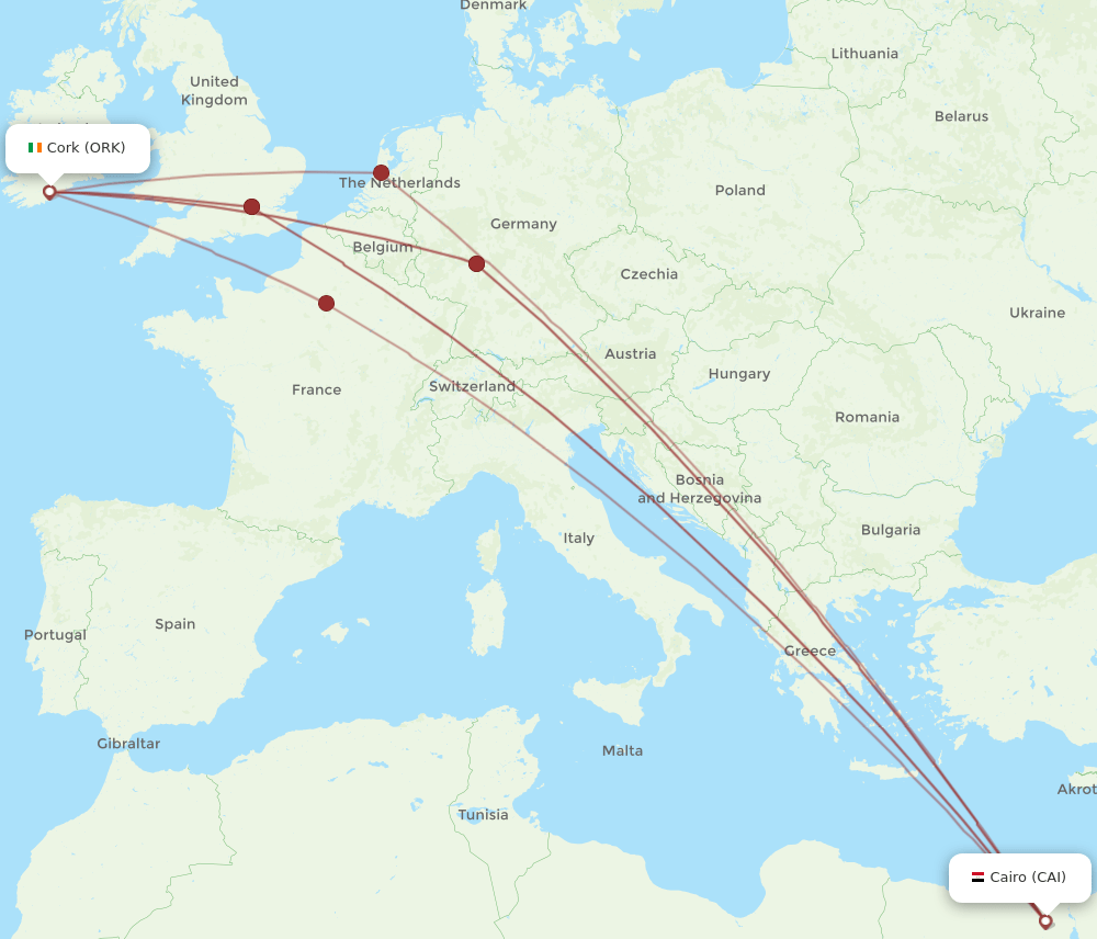 CAI-ORK flight routes