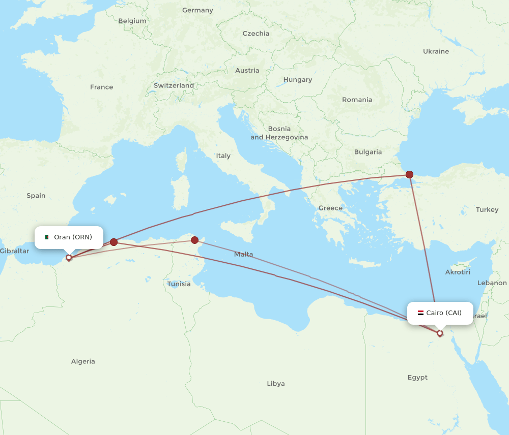 CAI-ORN flight routes