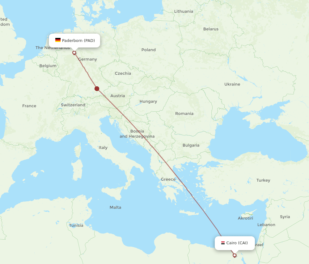 CAI to PAD flights and routes map