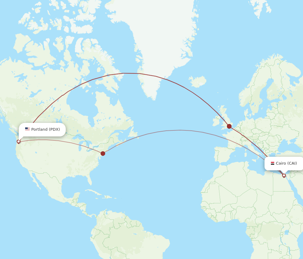 CAI-PDX flight routes