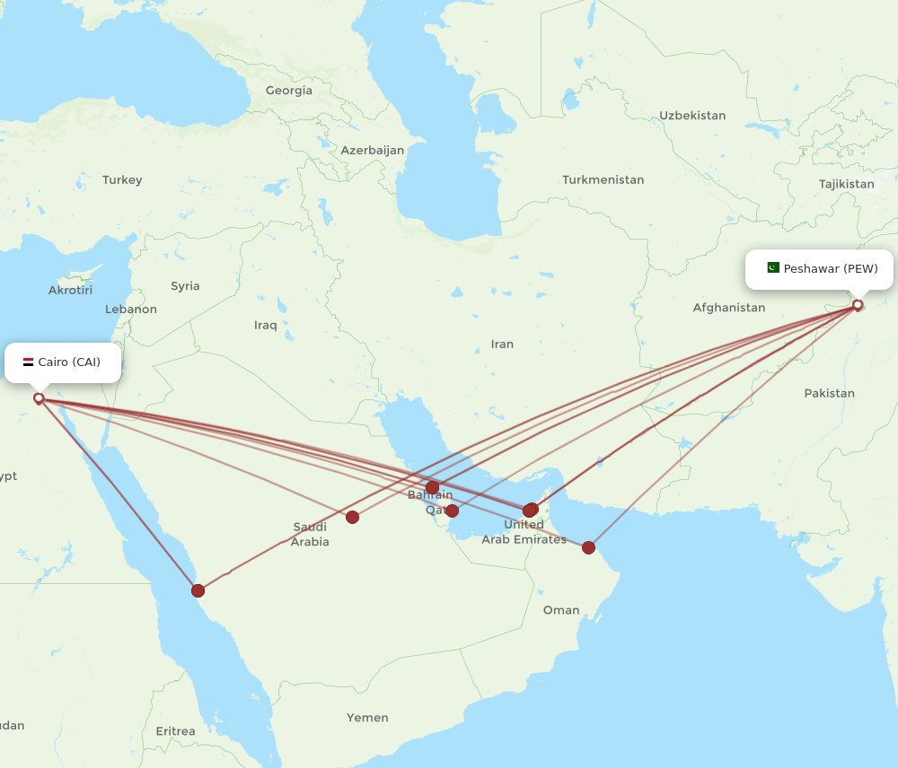 CAI-PEW flight routes