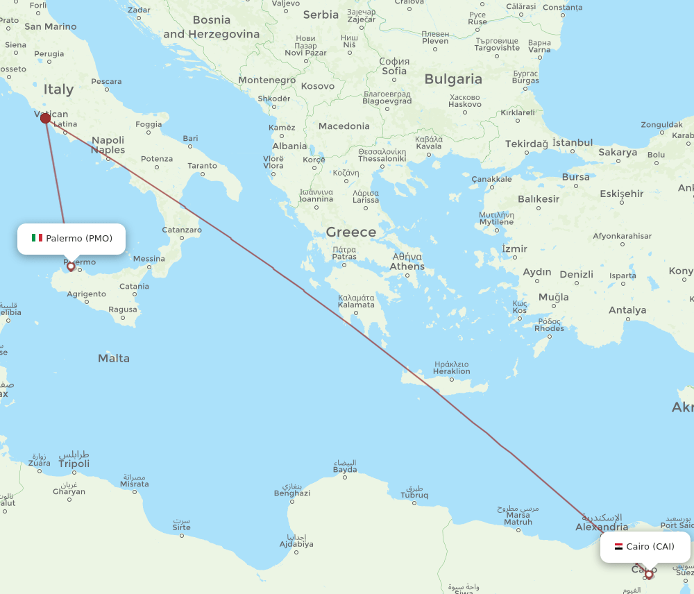 CAI-PMO flight routes