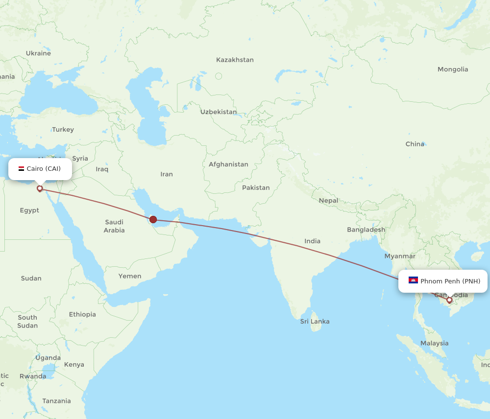 CAI to PNH flights and routes map