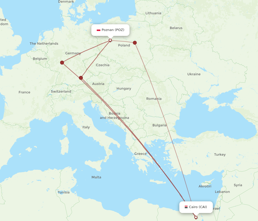 CAI-POZ flight routes