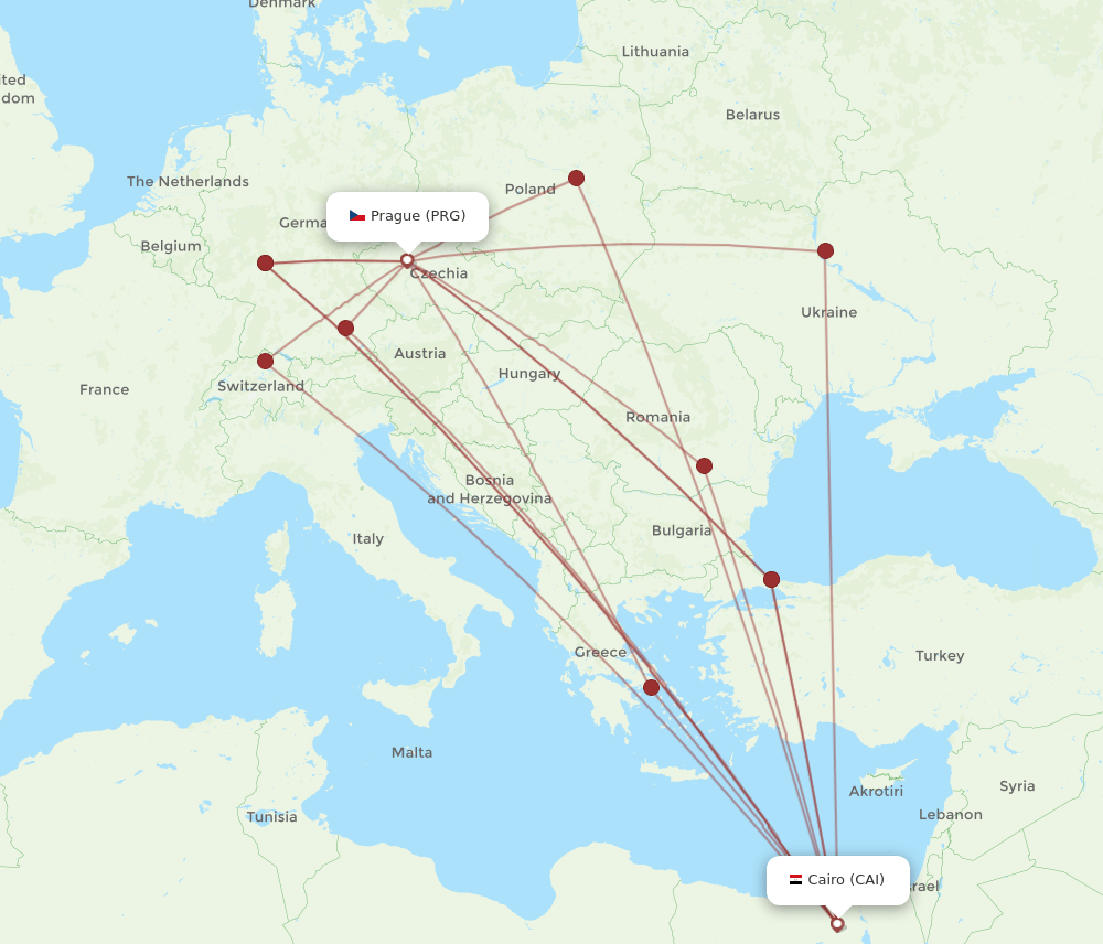 CAI-PRG flight routes