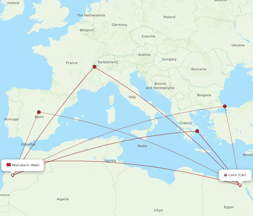 CAI-RAK flight routes