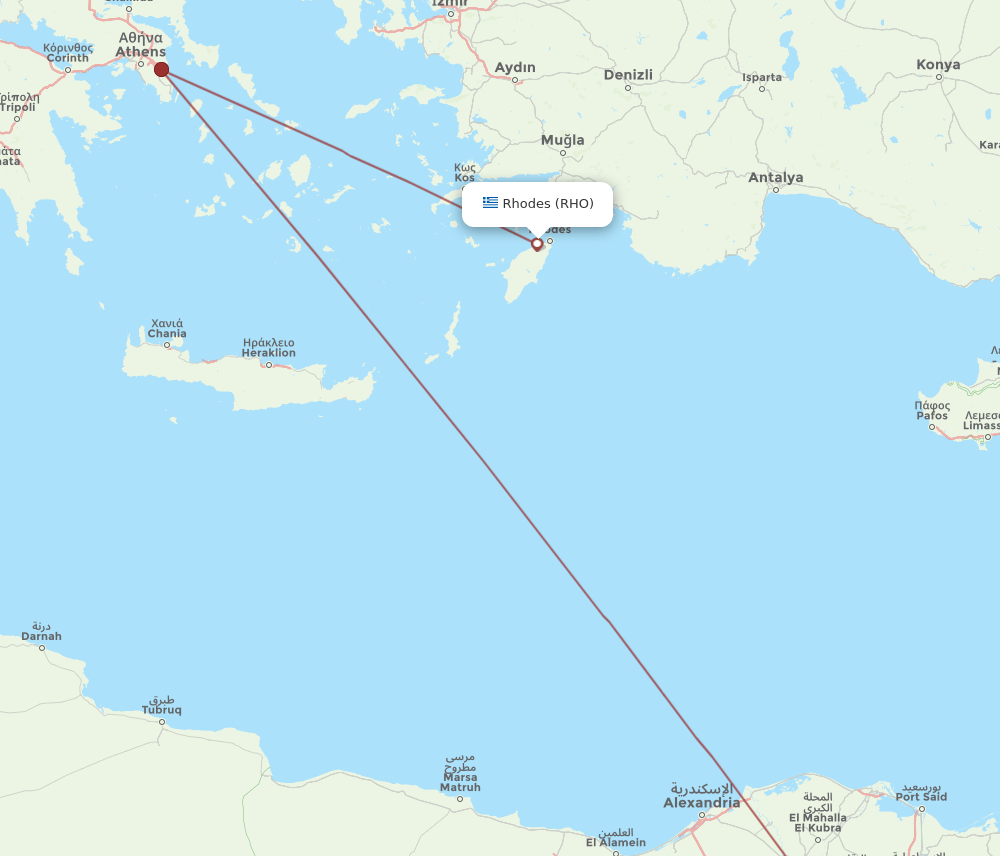 CAI to RHO flights and routes map