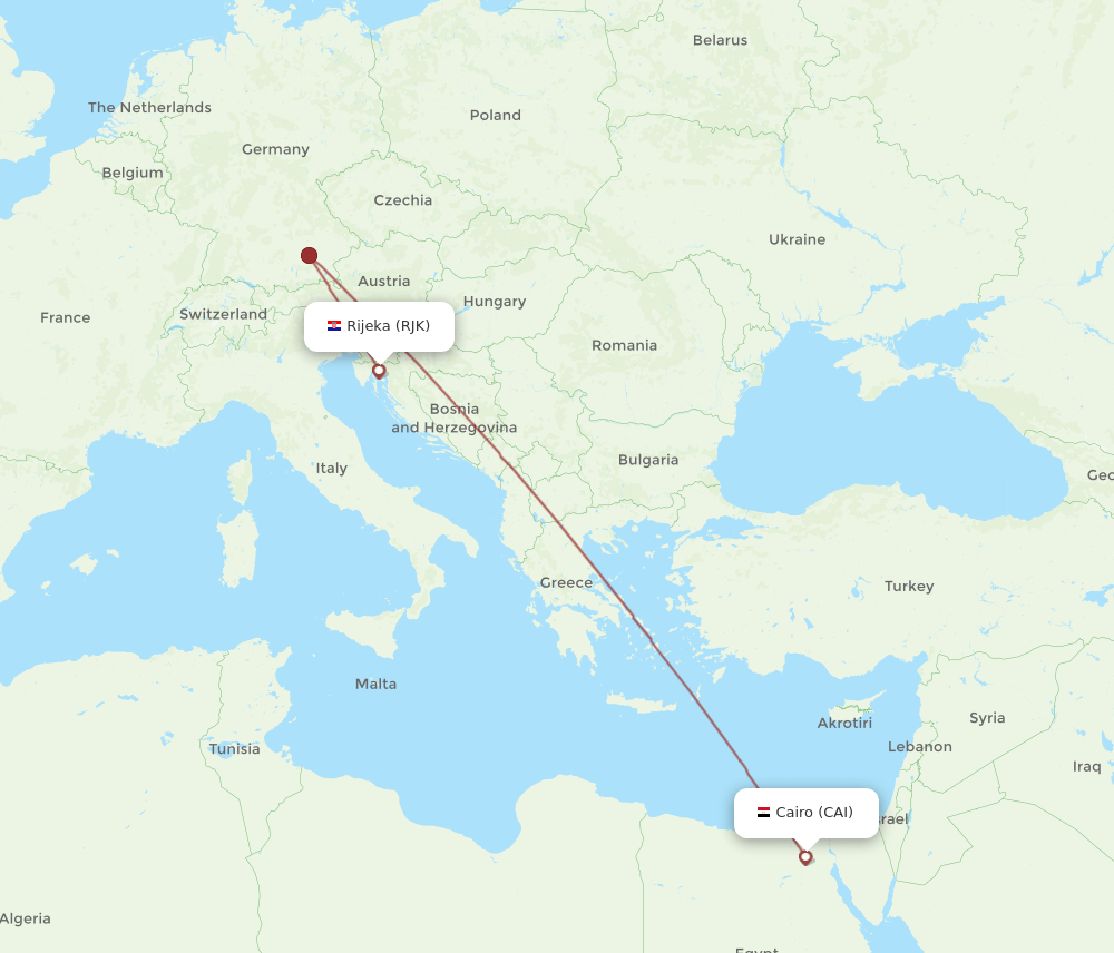 CAI-RJK flight routes