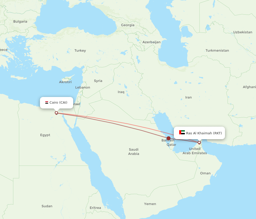 Cairo - Ras al-Khaimah route map and flight paths