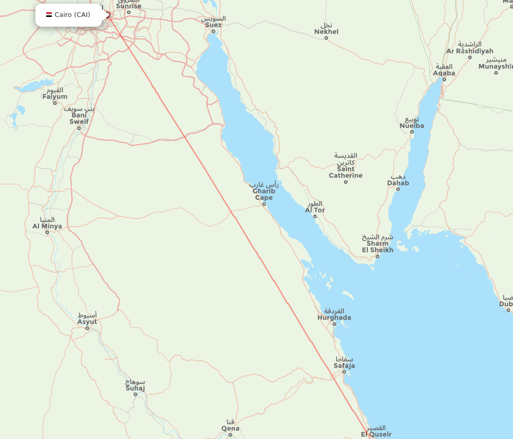 Cairo - Marsa Alam route map and flight paths