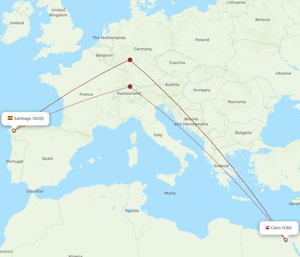 CAI-SCQ flight routes