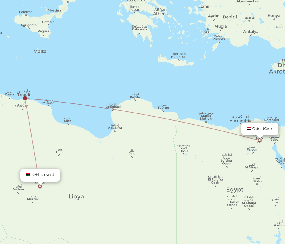 CAI-SEB flight routes