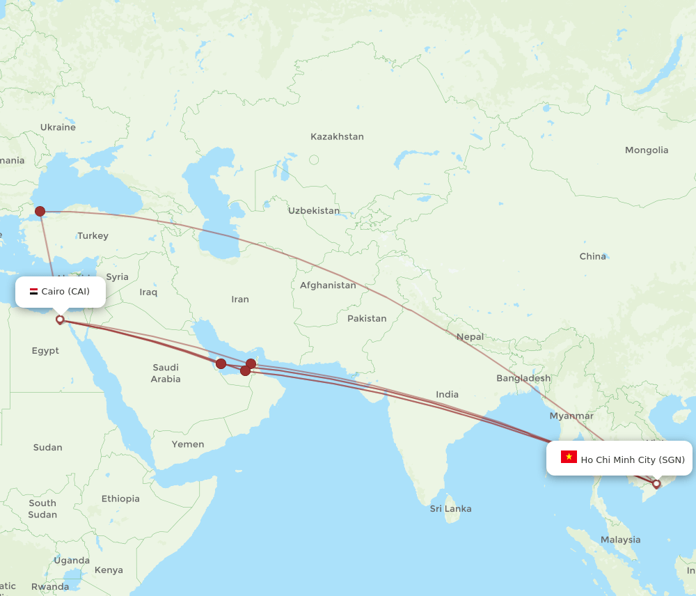 CAI-SGN flight routes