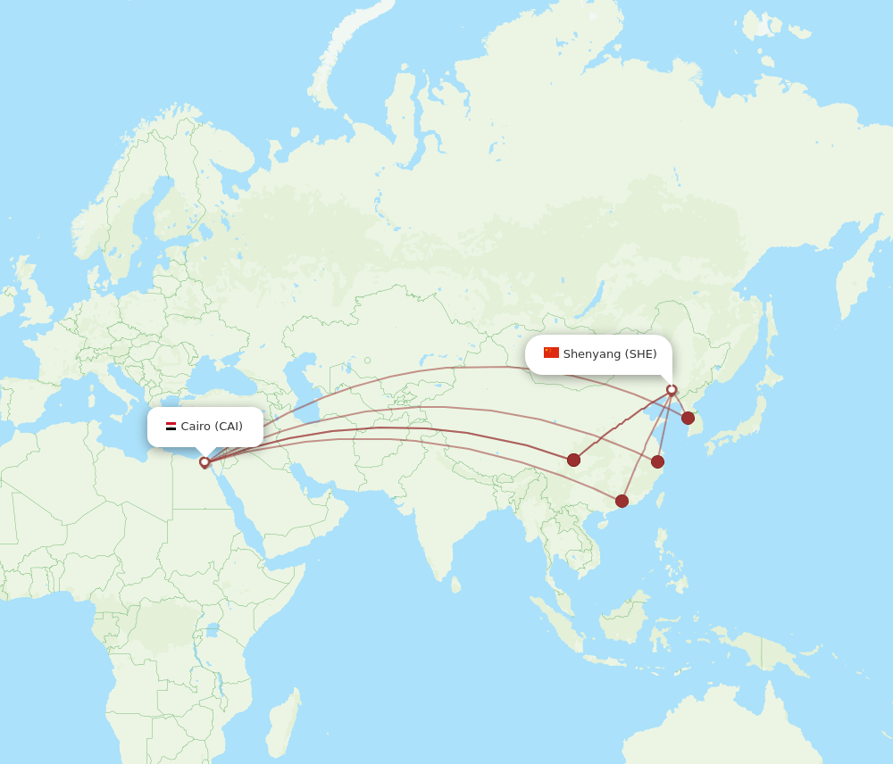 CAI to SHE flights and routes map