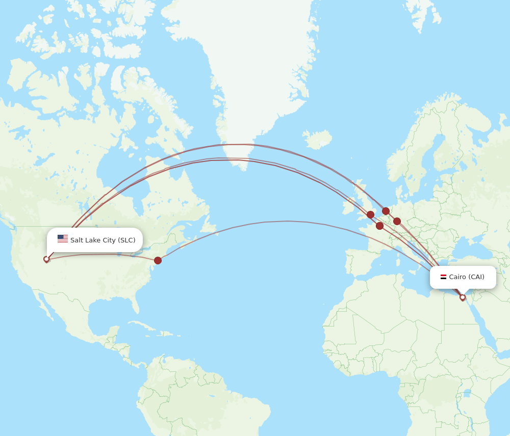 CAI-SLC flight routes