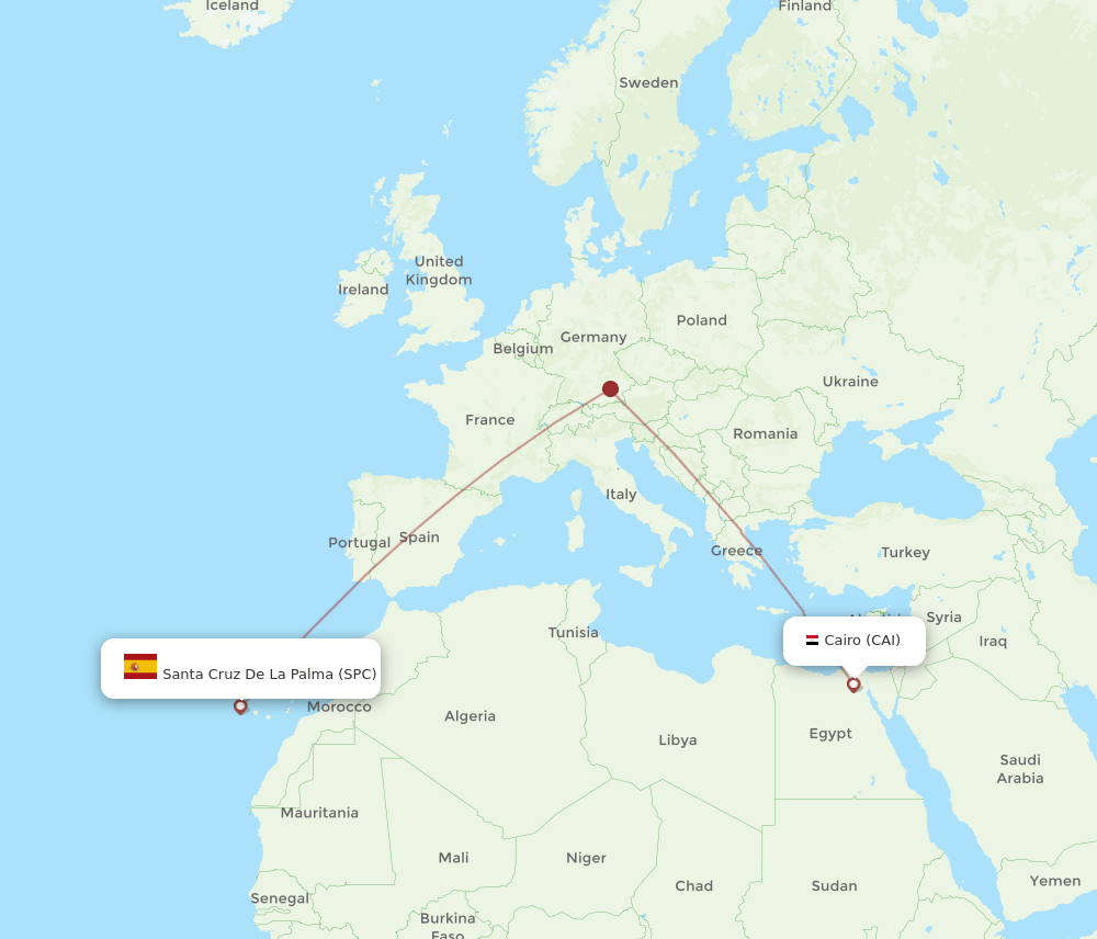 CAI to SPC flights and routes map