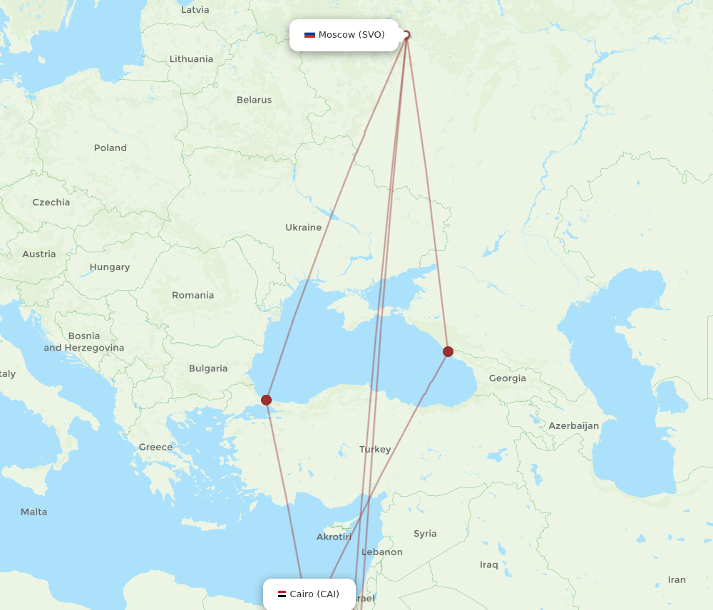 CAI to SVO flights and routes map