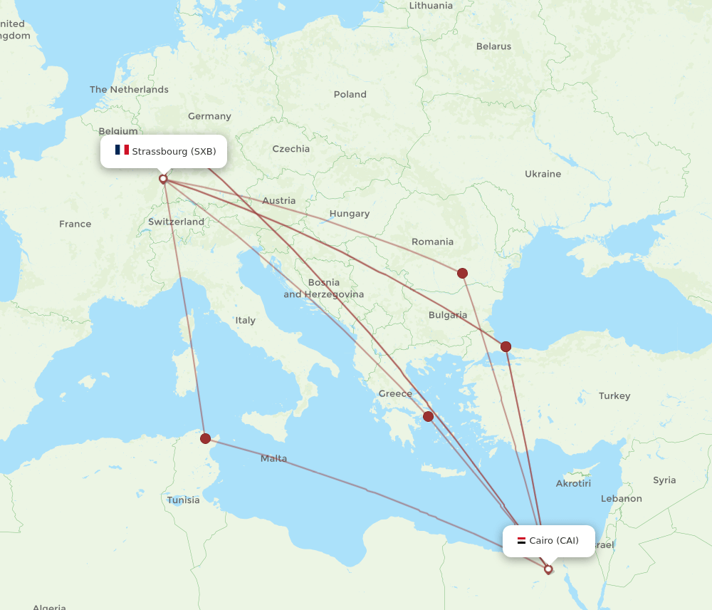 CAI-SXB flight routes