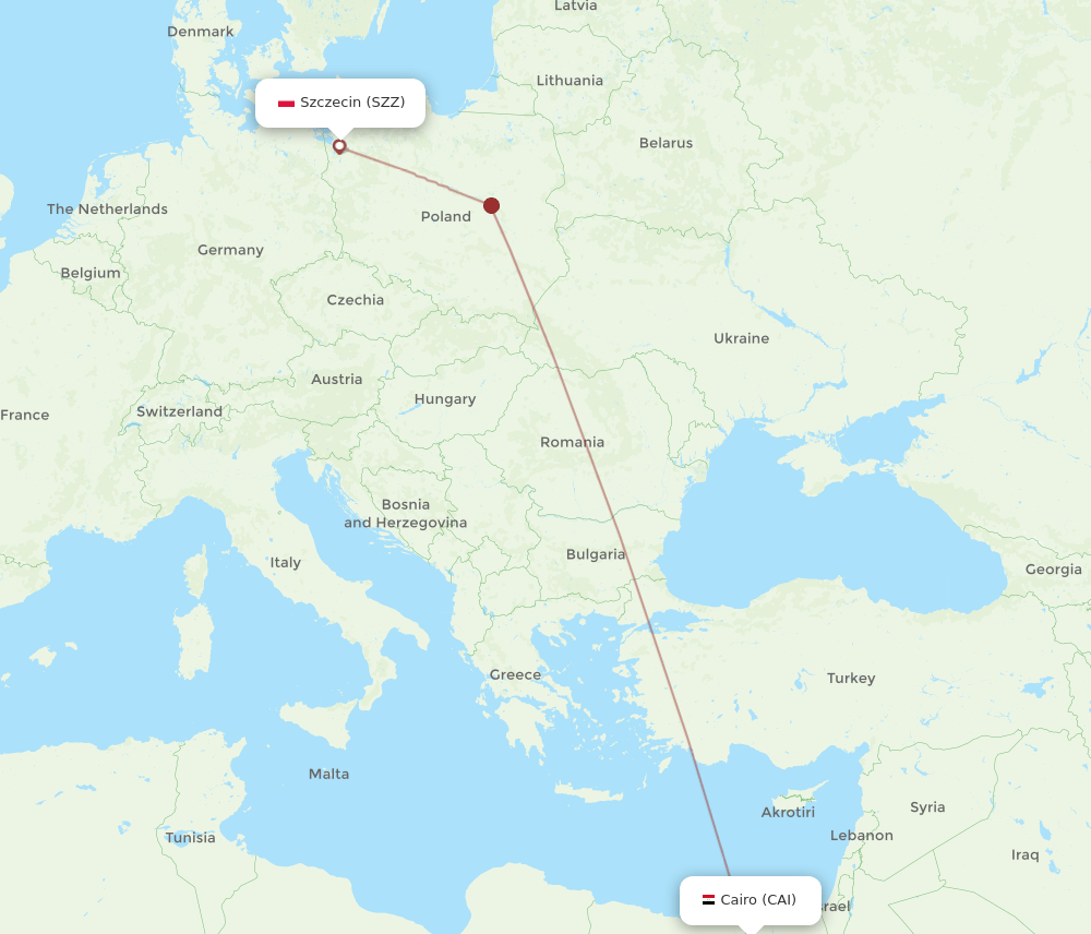 CAI to SZZ flights and routes map