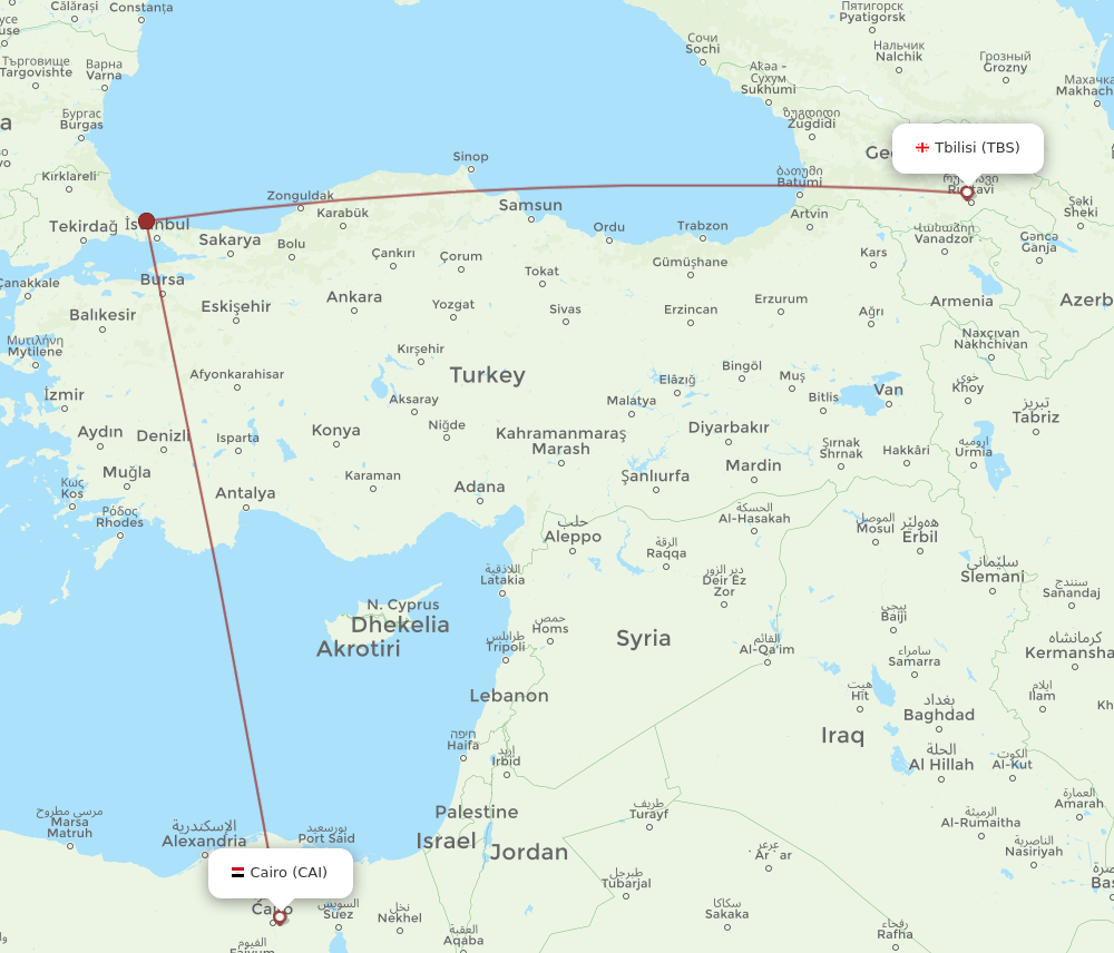 CAI-TBS flight routes