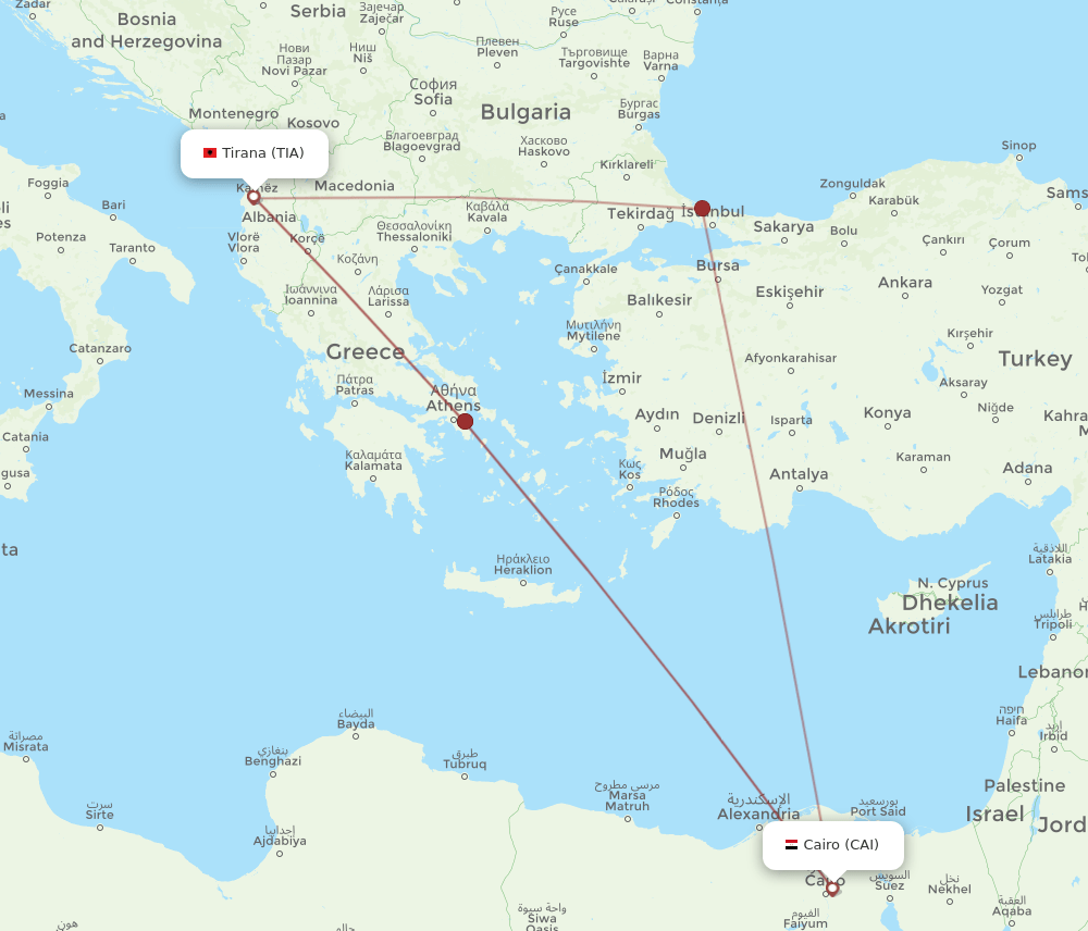 CAI-TIA flight routes