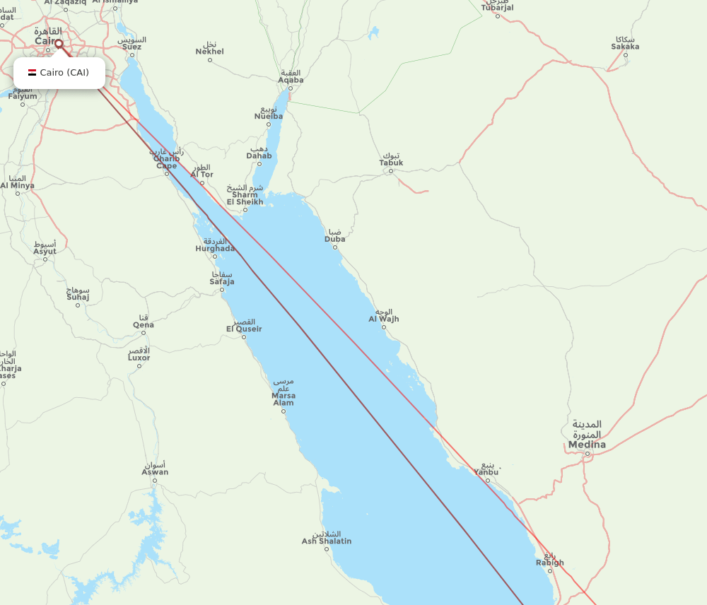 CAI to TIF flights and routes map