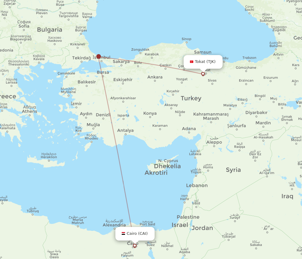 CAI-TJK flight routes
