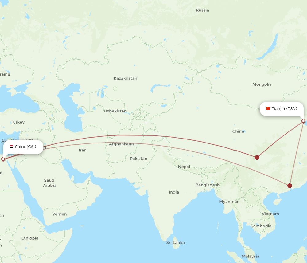 CAI-TSN flight routes