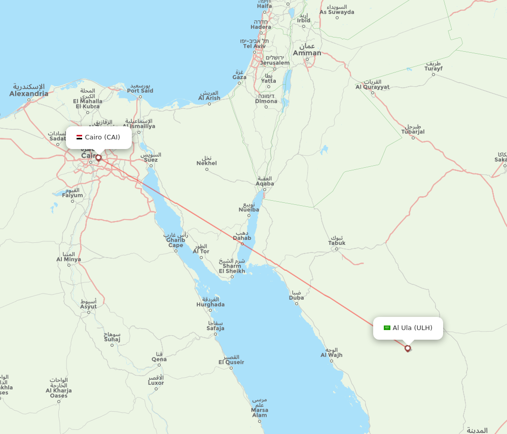 CAI to ULH flights and routes map