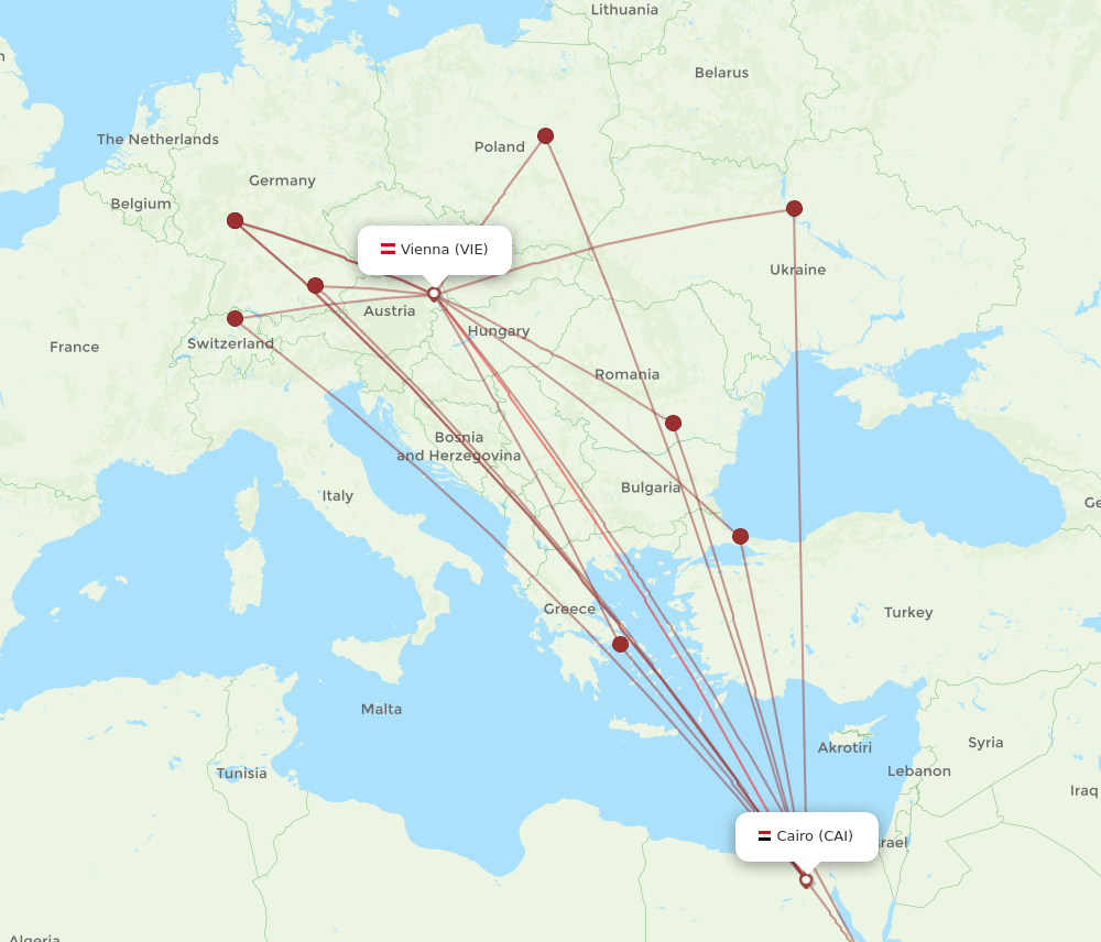 CAI to VIE flights and routes map