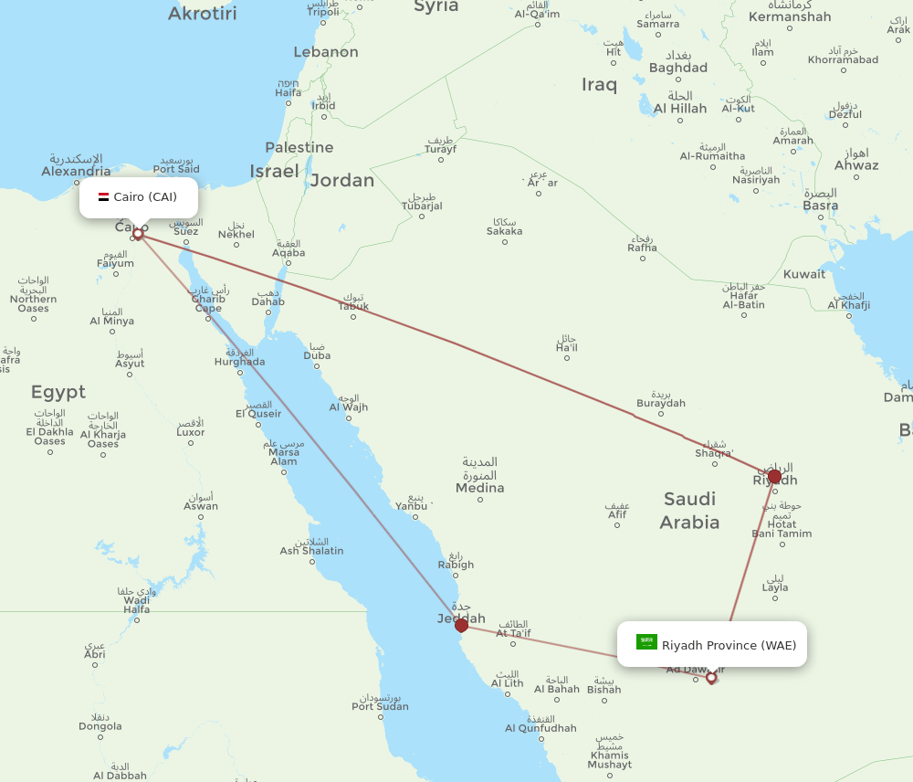 CAI-WAE flight routes