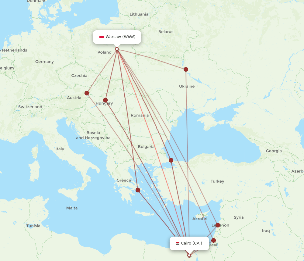 CAI-WAW flight routes