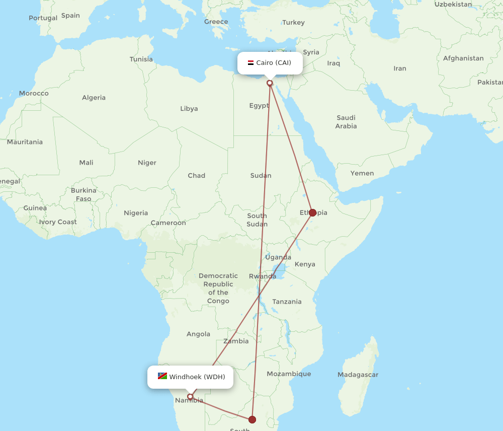 CAI-WDH flight routes